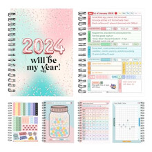Slimming World Compatible Food Diary Sassy Stickers New Year 2024 Diet Journal Planner 7 Week Countdown Card With Stickers Pink Gold