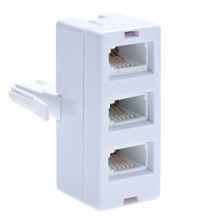 BT Telephone Socket Line 3 Way Splitter | Female Jacks to BS6312 431A Male Plug | Cable UK Adapter Landline Port Converter Extender FAX Modem Corded
