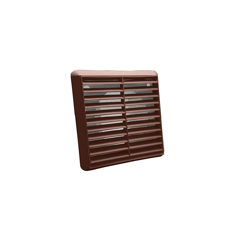 Brown Louvred Wall Vent Grille 155Mm External Dimension With Flyscreen And Round 125Mm - 5 Inch Rear Spigot 5060272547516