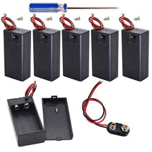 6PCS 9 Volt Battery Holder with Switch, 9V Battery Case with Switch, 6PCS 9V Battery Clips Connecter with Bare Leads and Hard Shell (Type I)