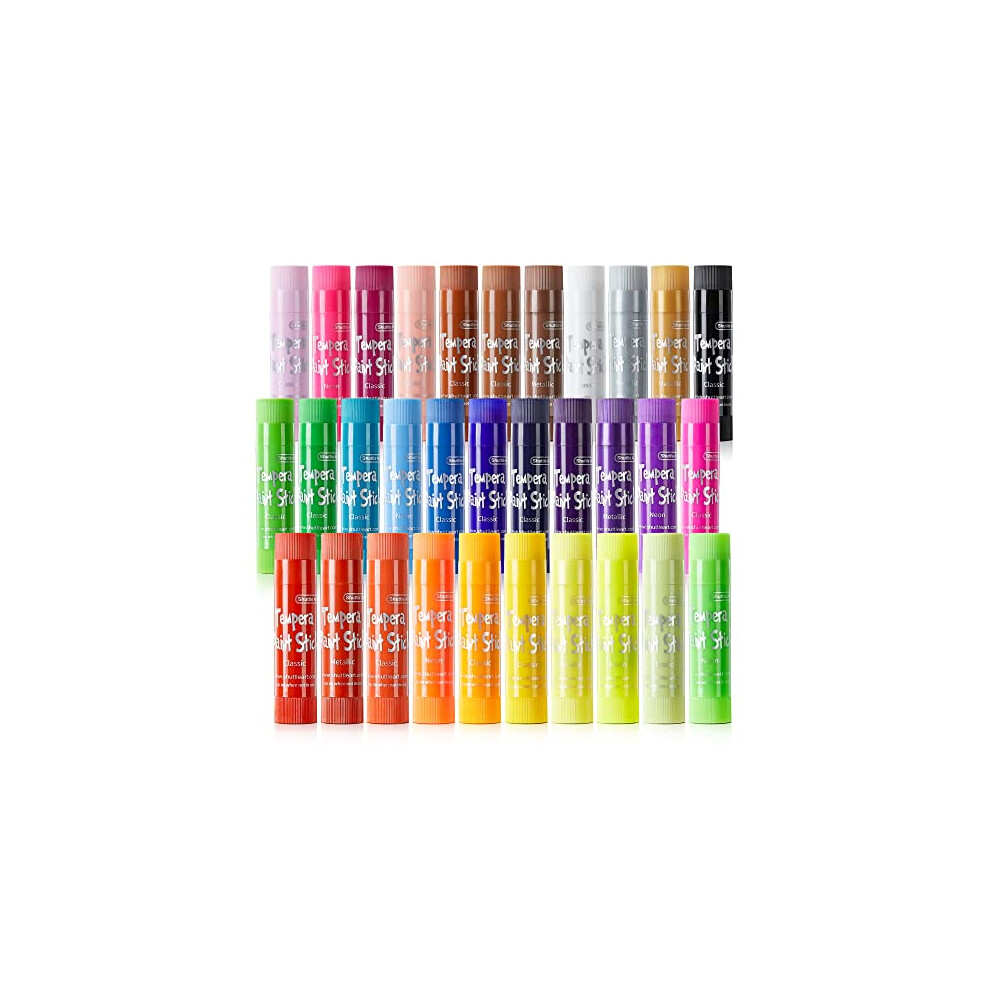 Tempera Paint Sticks, 32 Colours Solid Tempera Paint For Kids, 70% More Paint Volume,Super Quick Drying, Works Great On Paper Wood Glass Ceramic