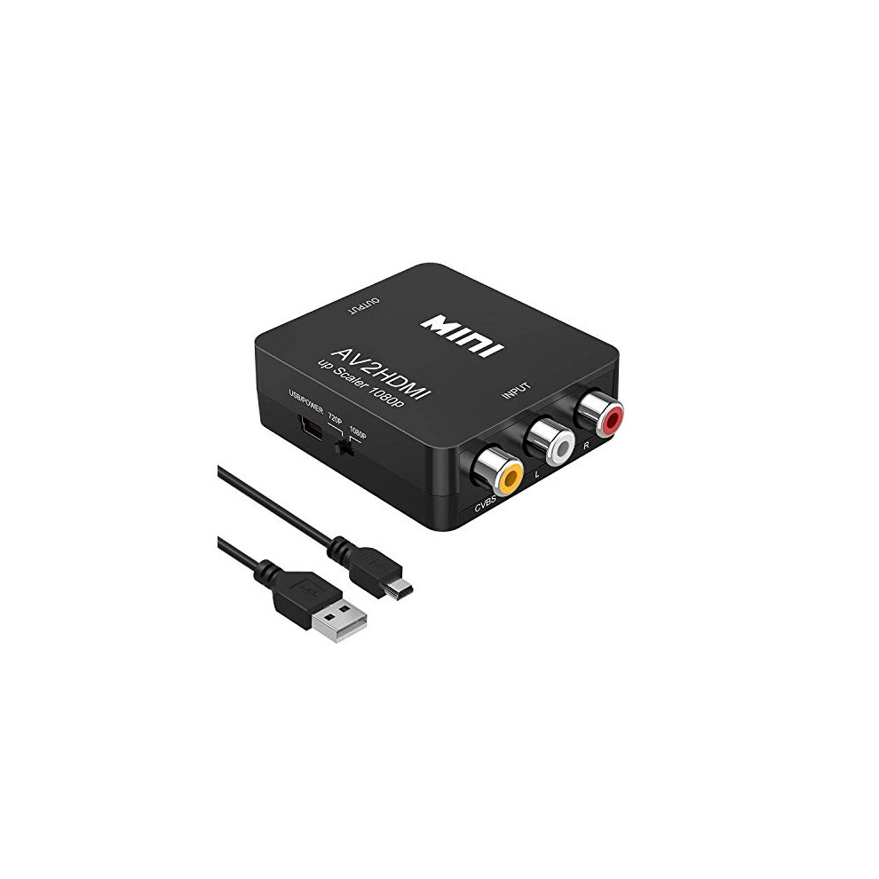 Rca To Hdmi 1080P Av Rca To Hdmi Converter Composite Cvbs Av To Hdmi Video Audio Converter Adapter For Ps2 Wii Xbox Snes N64 Vhs Vcr Camera Dvd, 757915007036