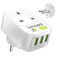 UK to European Travel Adapter with 3 USB Ports, Grounded EU Euro Europe Plug Adapter for Germany Spain France Portugal Greece Russia Netherlands