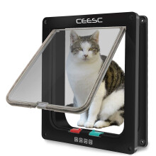 Large Cat Flap (Outer Size 11" x 9.8"), 4 Way Locking Large Cat Flap Door for Interior Exterior Doors, Weatherproof Pet Door for Cats & Doggie with