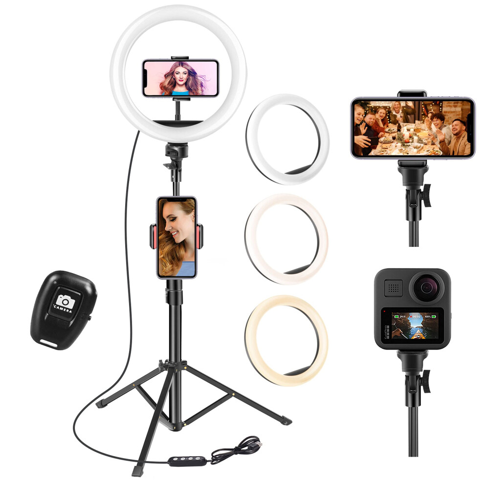10" Ring With Tripod Stand & Phone Holder, Selfie Ring With 63" Tripod Stand With 3 Modes & 10 Brightness Level For Light 884710814313