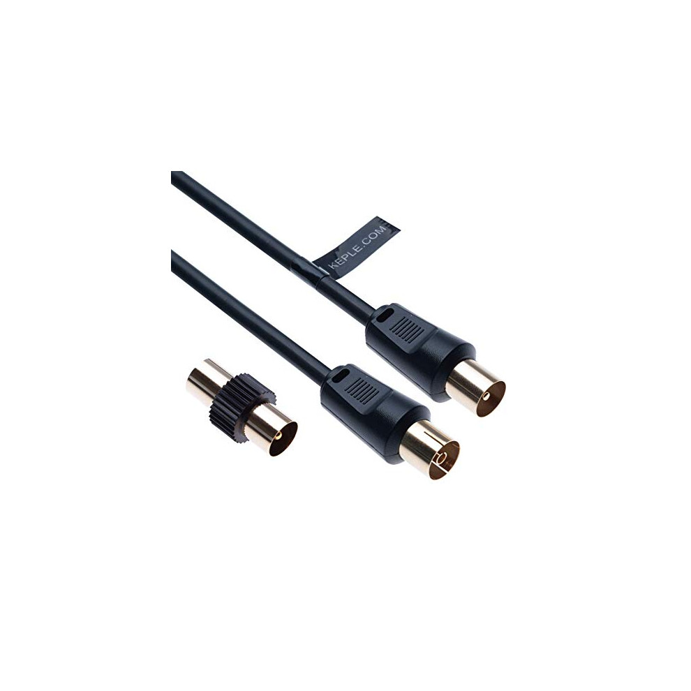 Tv Aerial Ariel Cable Coaxial Extension Lead Freesat Rf Male To Female Plug With Male Adapter Coax Coupler For Freeview Tv, Dvd, Vcr, Sky Hd Virgin, 5056348897173