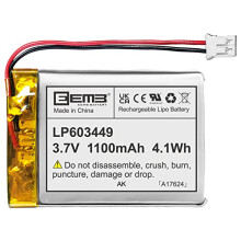 EEMB LP603449-PCM LiPo Battery 3.7V 1100mAh with JST Wire Connector - 603449 Polarity Check Required