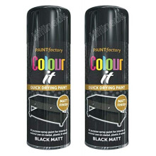Spray Paint - 400ML Black MATT Paint DIY Wood Paint Plastic Paint Metal Black Spray Paint (2 CANS)