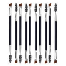 Duo Eye brow Brush, Angled Eyebrow Brush and Spoolie Brush, Eyelash Comb Eyebrow Brush Tool (10 Pcs)