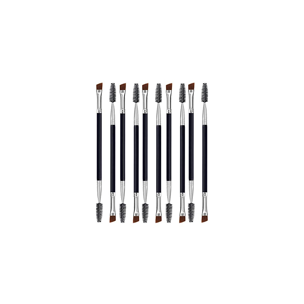 Lookseven Duo Eye Brow Brush, Angled Eyebrow Brush And Spoolie Brush, Eyelash Comb Eyebrow Brush Tool (10 Pcs)