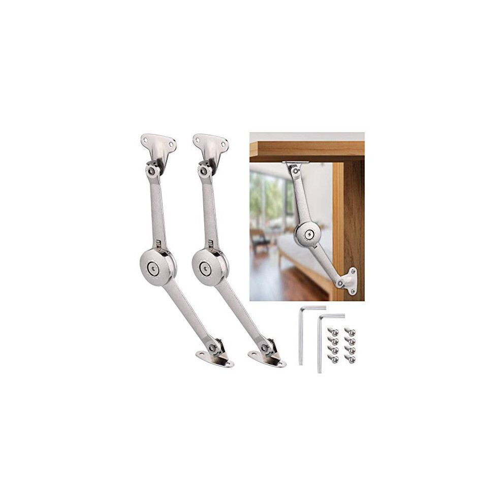 2Pcs Soft Close Lid Support Hinges With Screws & Hex Key, Satin Nickel Drop Down Hinges Support 40Lb, Folding Lid Stay Hinges For Kitchen Door Cabinet 768253330137
