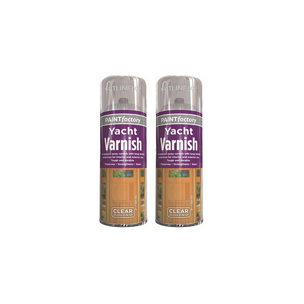 2 X All Purpose Yacht Varnish 400ML - Professional Gloss Finish Spray Wood Color Paint