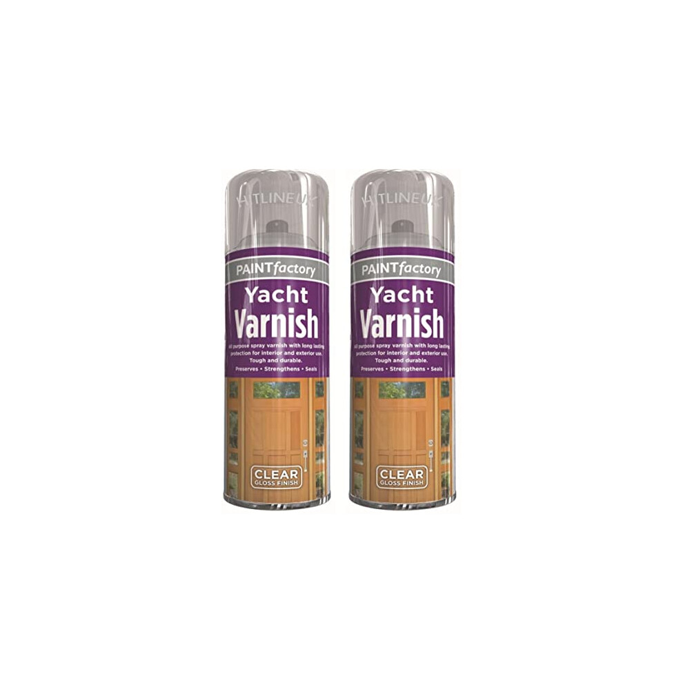 2 X All Purpose Yacht Varnish 400Ml - Professional Gloss Finish Spray Wood Color Paint 7427058177653