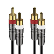 2 RCA to 2 RCA Cable, Copper Shell Gold-Plated 2RCA Male to 2RCA Male Cable Stereo Audio RCA Cable, 0.9 Meter