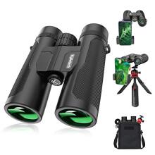 Binoculars for Adults, Kylietech 12x42 Binoculars with Tripod, Waterproof Bird Watching Binoculars with BaK-4 Prisms, FMC Lens, Phone Adapter for