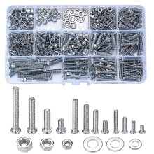 720 Pcs M3 M4 M5 Galvanized Screws with Nuts and Washers Assortment Set, Assorted Cross Pan Head Machine Screws Nuts and Bolts Set for Home Office