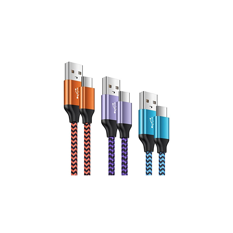 USB C Cable 3 Pack [ 1.8M+1.8M+0.9M ] Type C Cable Fast Charging USB Type C Cable Nylon Phone Charger lead for Samsung Galaxy S21 S10 S9 S20 FE Plus