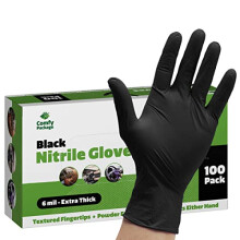 Industrial Black Nitrile Gloves [100 Count] 6 Mil. Latex & Powder Free Vinyl Disposable Plastic Textured Gloves - Medium