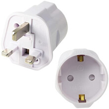 EU to UK Plug Adapter w/Fused, 2-Pin Plug Adaptor to 3-Pin 13A Fused 250V Grounded Travel Adapter Continental Type C E F To Type G - White, 2 Pack
