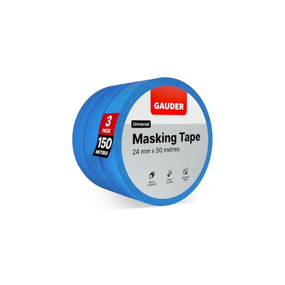 Painters Tape (24 mm x 50 m) | 3x Blue Masking Tape for Renovation Work, DIY & more | Painting Tape for Painting, Varnishing, Lacquering