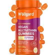 Vegan Multivitamin Gummies by Wellgard - Chewable Multivitamins Adults, 60 Vitamin Gummies, Orange Flavour (Adult Gummies)