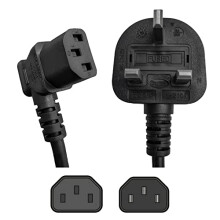 SHAFI 3-Meter Right-Angle Kettle Lead - Heavy-Duty 3x1.0mm² Thicker Copper Core 13A Fuse - IEC-C13 Power Cable - PC Projector Cooker Hp Printer Pro