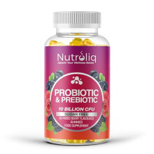 Nutroliq Prebiotic & Probiotic Sugar-Free Gummies - Gut Health Supplements for Women, Men, Kids to Support Digestive System, Immune System Booster -
