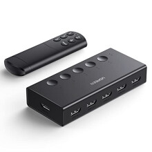 HDMI Switch 5 in 1 Out, HDMI Splitter 4K@60Hz with Remote, 5 Port HDMI 2.0 Switcher Support 3D CEC HDR HDCP 2.2, Compatible with PS5/4, Xbox, TV Box,