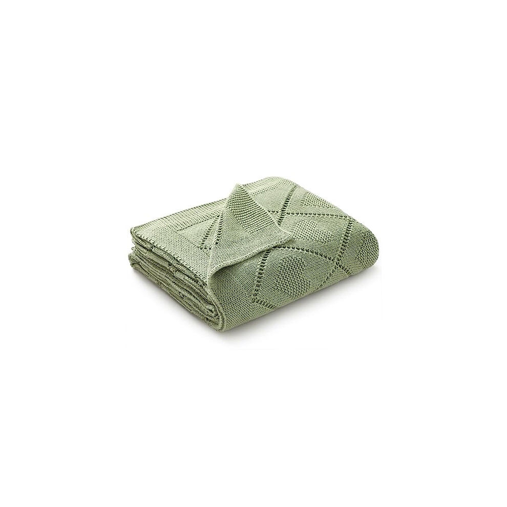 Hadetoto Baby Blanket 100% Cotton Baby Cellular Blanket - Light Green