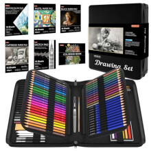 124 Pack Sketching and Drawing Pencils Set, Sketch Art Pencil Set with 4 Drawing Pads, Graphite Pencils in Zipper Case, Colouring Pencils for Artist