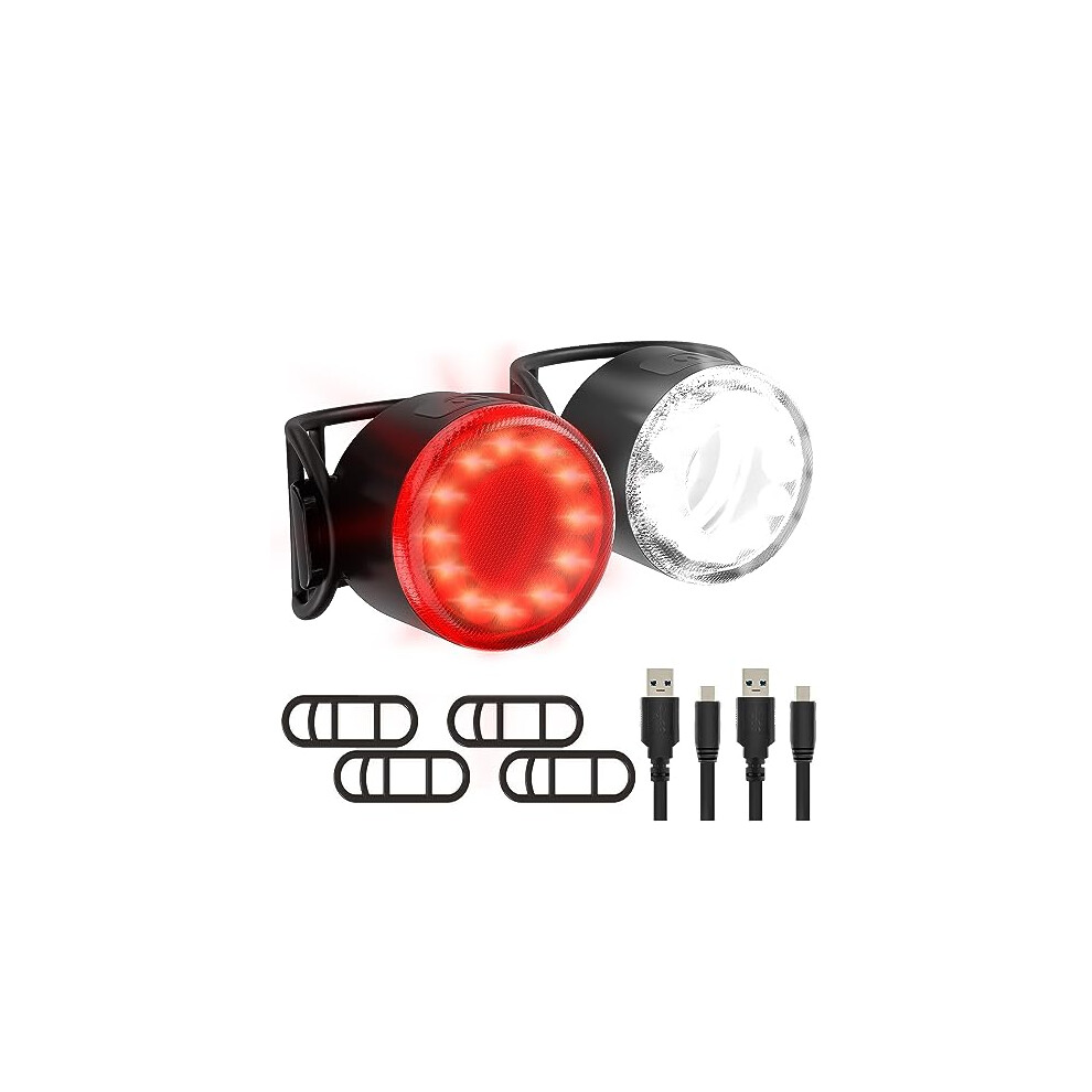 Hybrid LED Bike Lights Set - USB Rechargeable Bike Lights Kit - Bright Waterproof Bike Lights Front and Back for Bicycle - 6 Brightness Modes - Easy