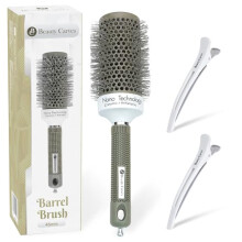 Round Hair Brush, 45mm Barrel with 2 Clips - Blow Dry Hair Brush with Flexible Nylon 66 Bristles - Nano Ionic Heat Resistant Tech for Professional