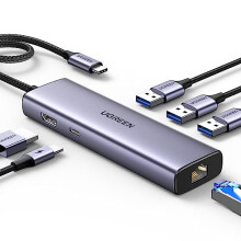 Revodok USB C Hub Ethernet, 6-in-1 USB-C Hub with 1000Mbps Ethernet, 4K HDMI, 100W PD, 3 USB-A 3.0 Data Ports, USB C Dock for MacBook Air M1/M2,
