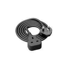 LIPWEL UKS168A18 1m Heavy-Duty 13A Extension Lead - Single Plug Socket, Fire-Resistant, Copper Wire, Fuse-Protected Plug, Black