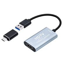 Video Capture Card, 4K HDMI to USB Capture Card with USB C Adapter, HD 1080p HDMI Video Capture Device for LiveBroadcasting/Editing