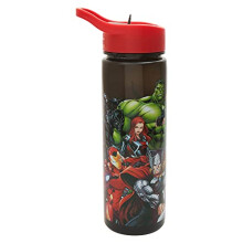 Avengers Water Bottle Flip Up Straw 600ml – Official Disney Merchandise by Polar Gear Reusable Non Spill - BPA Free - Recyclable Plastic - Ideal For