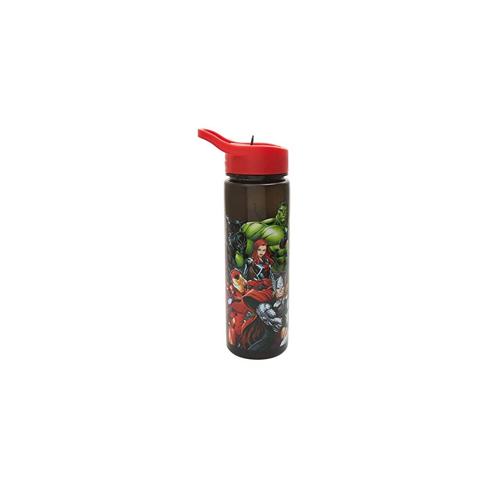 Marvel Avengers Water Bottle Flip Up Straw 600Ml – Official Disney Merchandise By Polar Gear Reusable Non Spill - Bpa Free - Recyclable Plastic - Ideal For