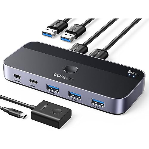 Ugreen USB 3.0 Switch 2x USB-A Eingang, 3x USB-A + 1x USB-C Ausgang
