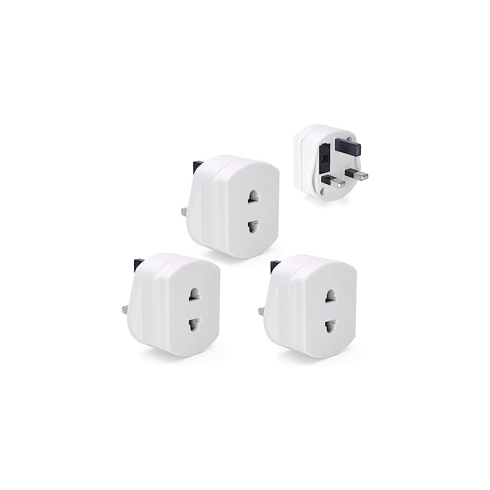 3PCS Shaver Adaptor Plug UK Charger Adapter, EU/US to UK Plug Travel Adapter, 2 Pin To 3 Pin Adapter Plug UK EU/US to UK Plug Adaptor, for Shaver