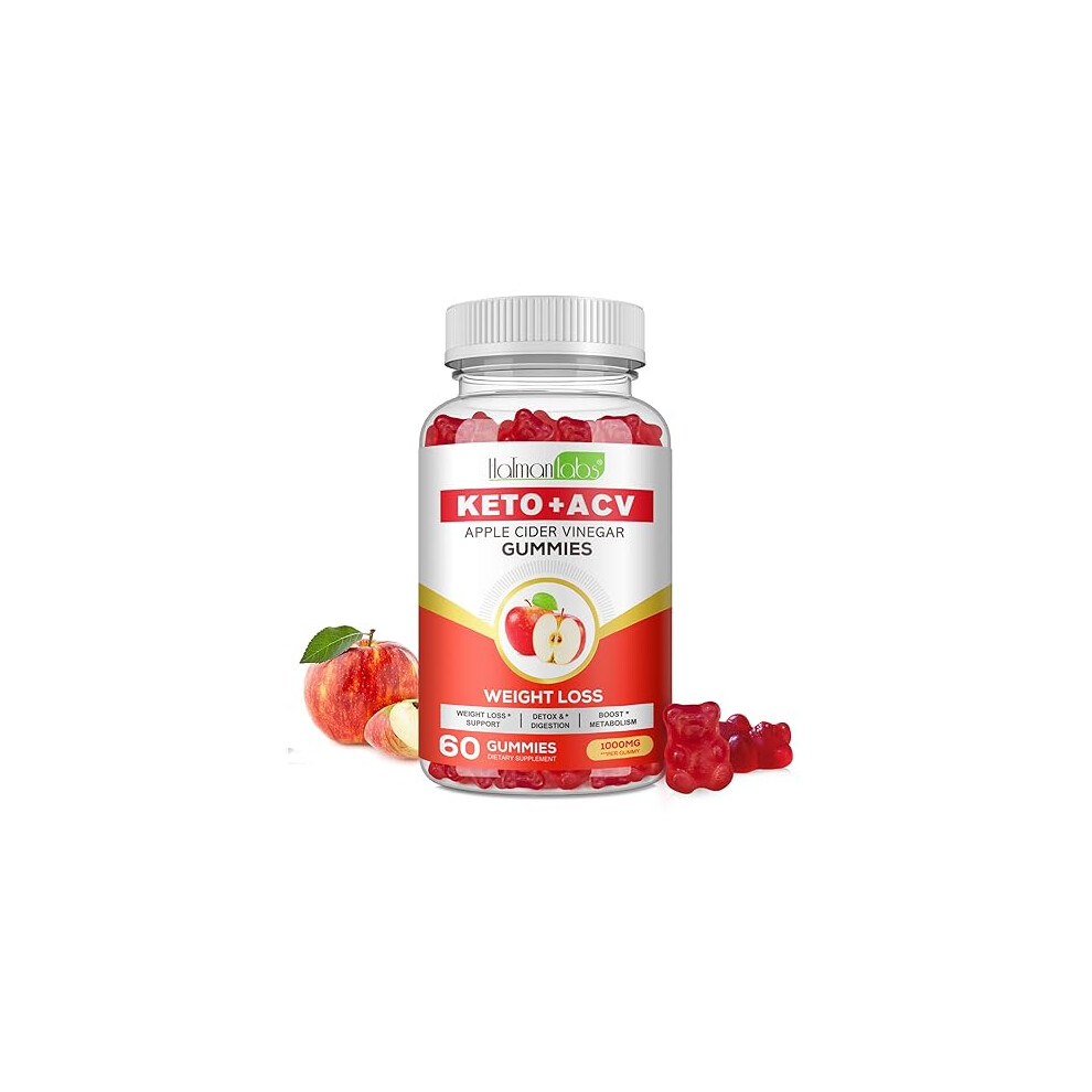 Keto Gummies Weight Loss Support with Vitamin C, B12, B6, B9 & Beetroot - 60 Vegan & Gluten-Free Gummies for Effective Detoxification - Delicious ACV