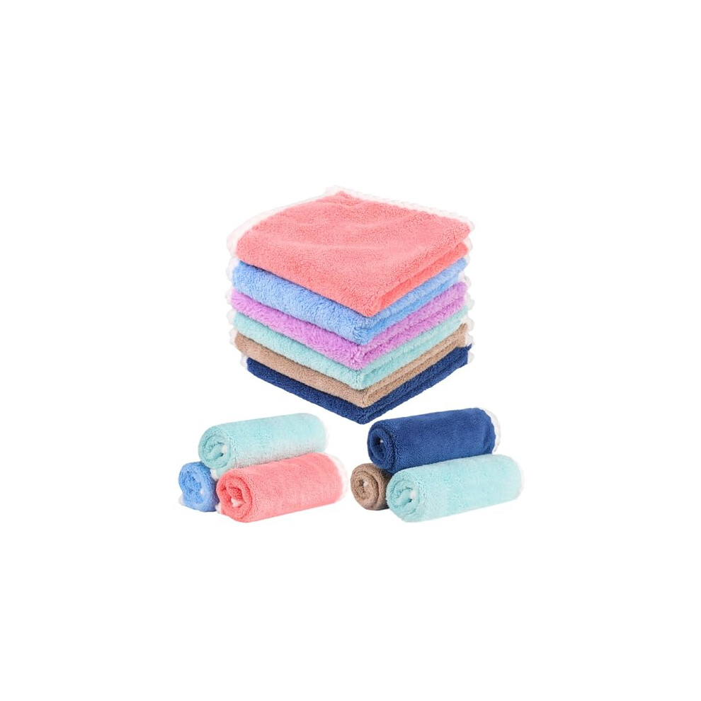 Friusate 6 Pcs Flannel Face Cloth Soft Face Flannels Toddler Flannels Wash Towels Quick Dry Reusable Face Body Cloths Squares Wash Flannels For Baby Kids