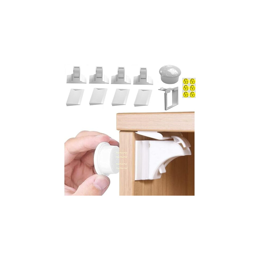 Lonnalee Cupboard Locks For Children，Magnetic Child Safety Cupboard Locks For Children，Invisible & Unlocked Design No Drilling Needed,Easy 30 Second