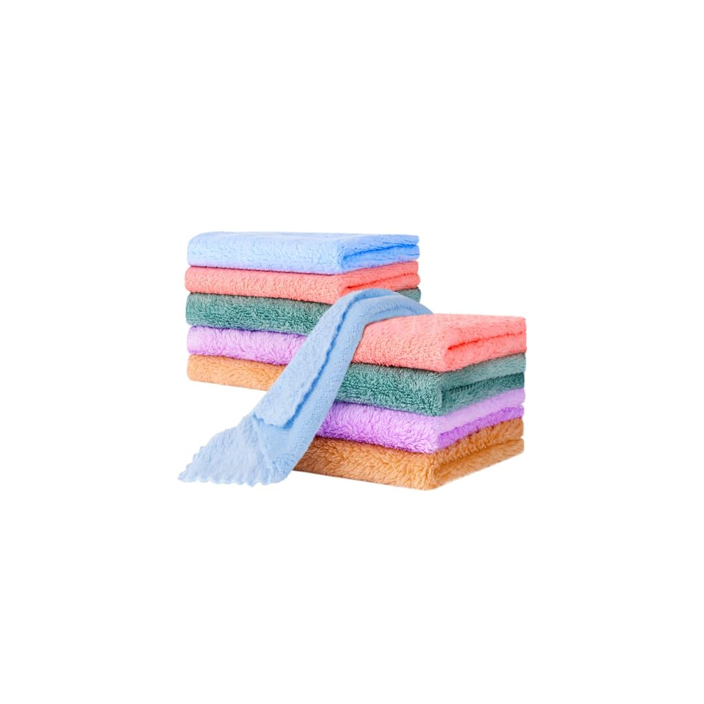 Friusate 10 Pcs Baby Wash Cloths 25 * 25 Cm Coral Fleece Washcloths Flannel Wash Cloth Soft Flannels Face Cloth For Kids Baby Newborns Sensitive Skin