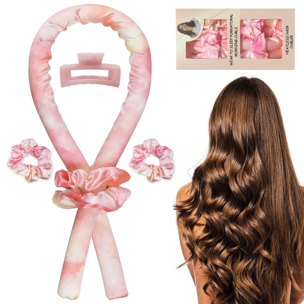 Jsdoin Satin Heatless Curling Set, Sponge Heatless Curlers Headband Heatless Curls Overnight Heatless Hair Curlers Rollers, No Heat Hair Curlers Wave Roller