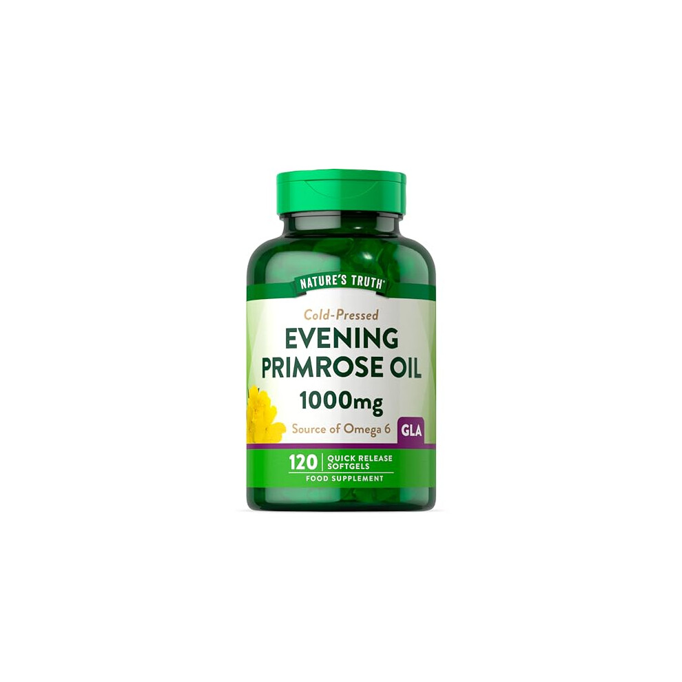 Evening Primrose Oil 1000mg | 120 Softgel Capsules | High Strength Omega 6 and GLA | by Natures Truth