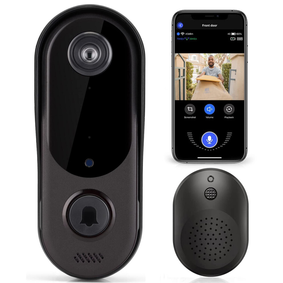 Doorbell Camera Wireless WiFi with Chime, Cloud Storage WiFi Vdeo Doorbell Real-Time Video,Two Way Audio, iOS & Android Phone (T3)