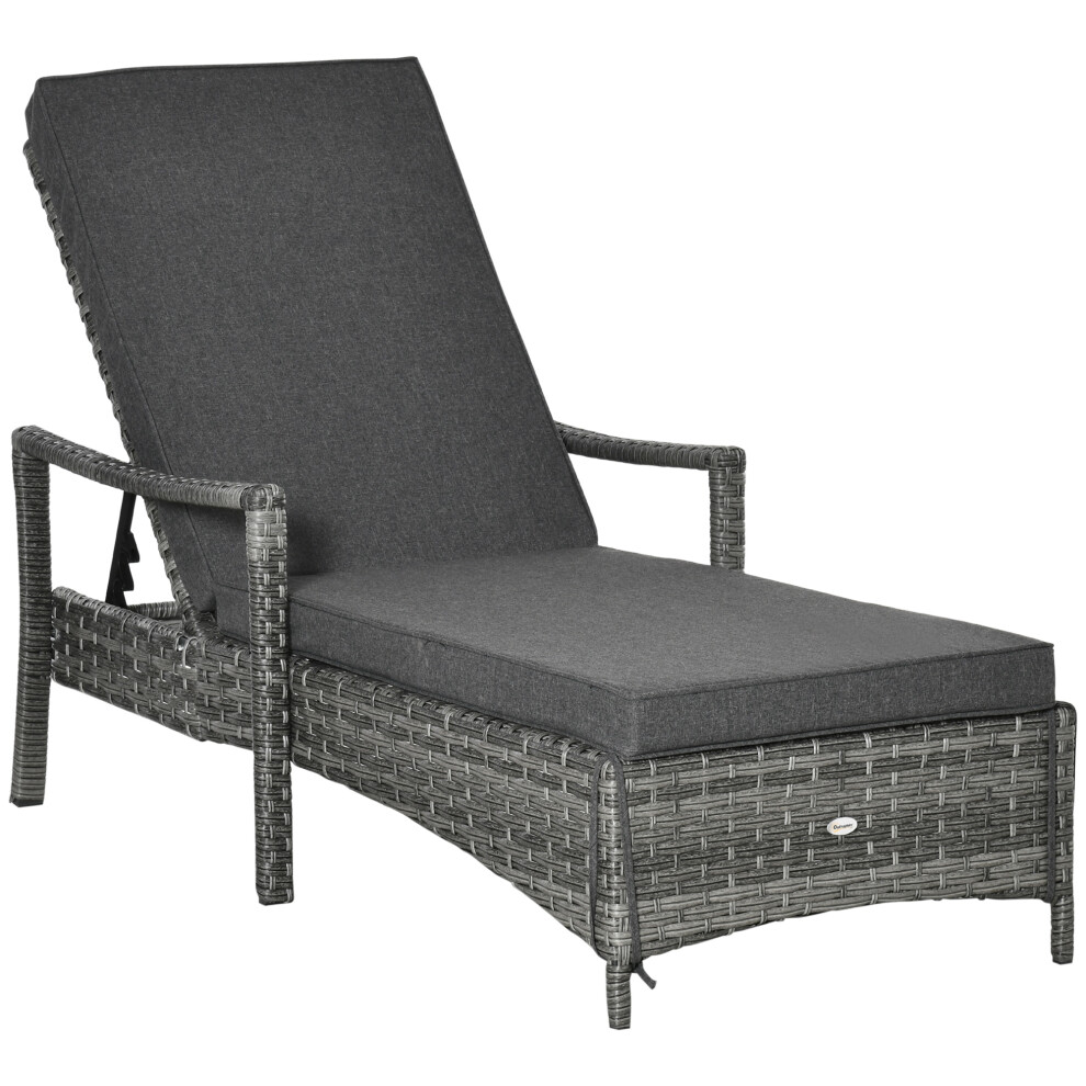 B&Q - Patio Dual Rattan Wicker Sun Lounger W/ 5-Level Adjustable Headrest - Image 3