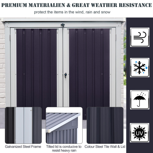 Outsunny Outsunny 2-Bin Corrugated Steel Rubbish Storage Shed w/ Locking Doors Lid Unit 2