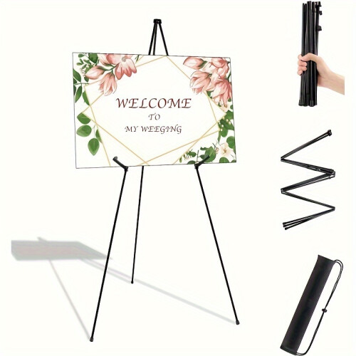 (Black) 170.18cm Easel Stand For Display, Portable Foldable Metal Easel 2