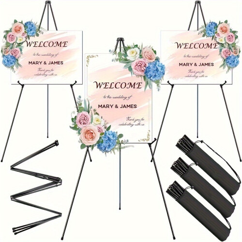 (Black) 170.18cm Easel Stand For Display, Portable Foldable Metal Easel 1